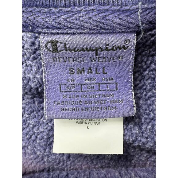 Champion Women Reverse Weave Tie Dye Crewneck Sweatshirt Purple Sz S Warm Fleece - Picture 3 of 11
